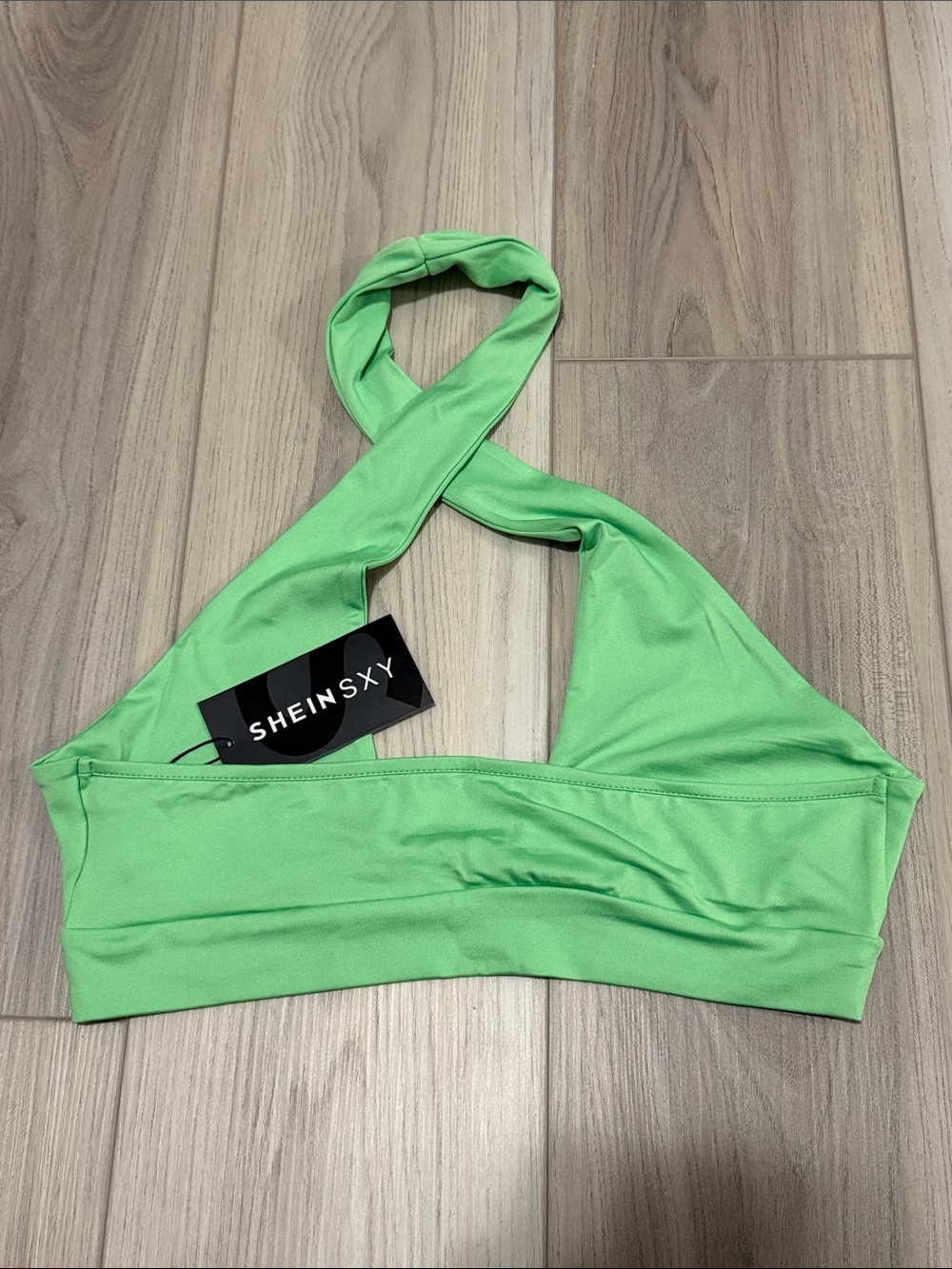 Neon Green Halter Crop Top - Picture 2 of 3